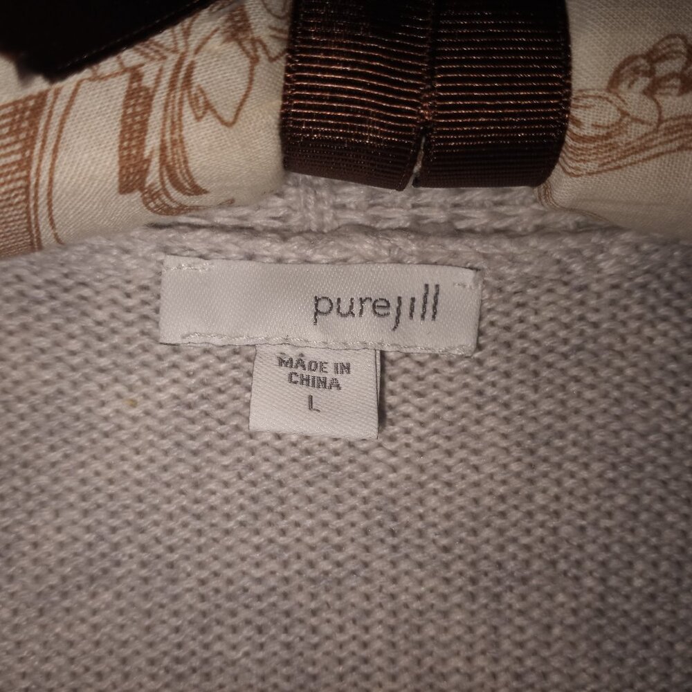 'purejill' by J. Jill Mist Grey Open Long Cardigan Size L NWOT - Picture 12 of 13